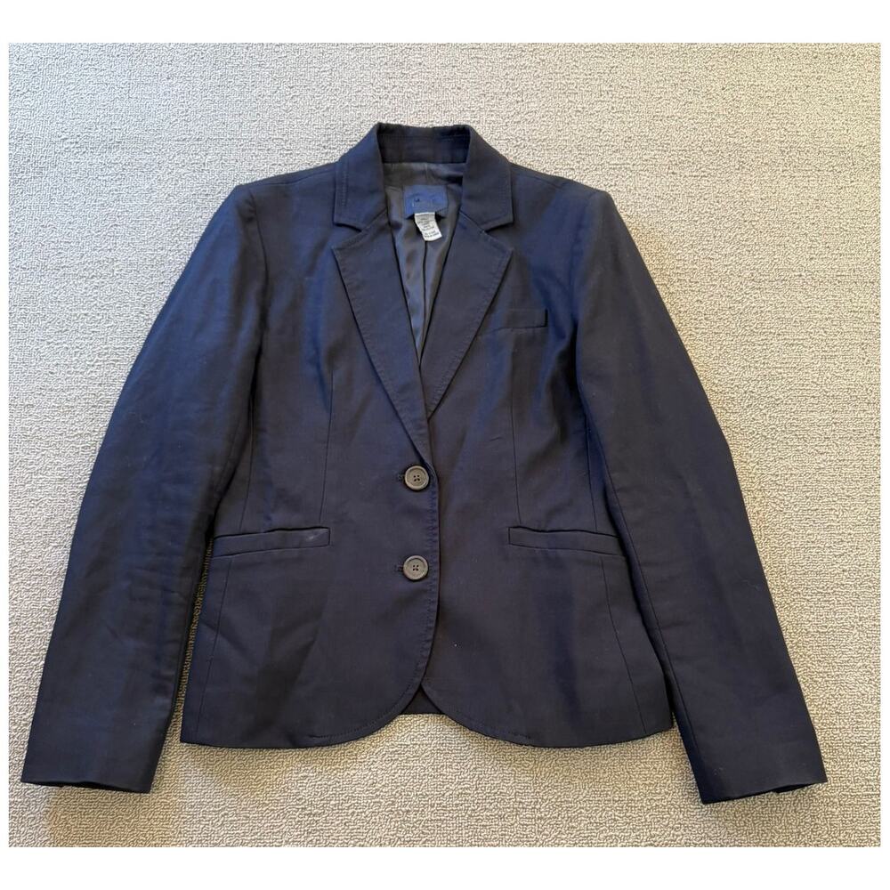 J.Crew Womens 0 Blue Two Button Long Sleeve Blazer‎ Jacket Coat